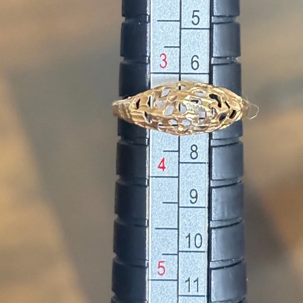 14k solid gold Elegant Gold Filigree Ring - Picture 7 of 11